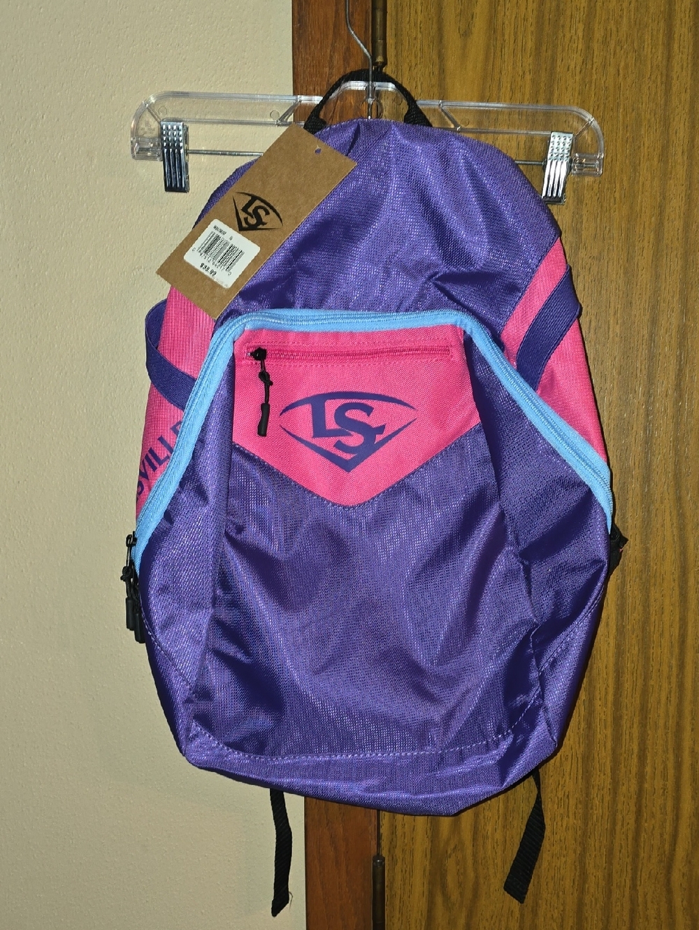 LS Purple & Pink Backpack with Light Blue Trim